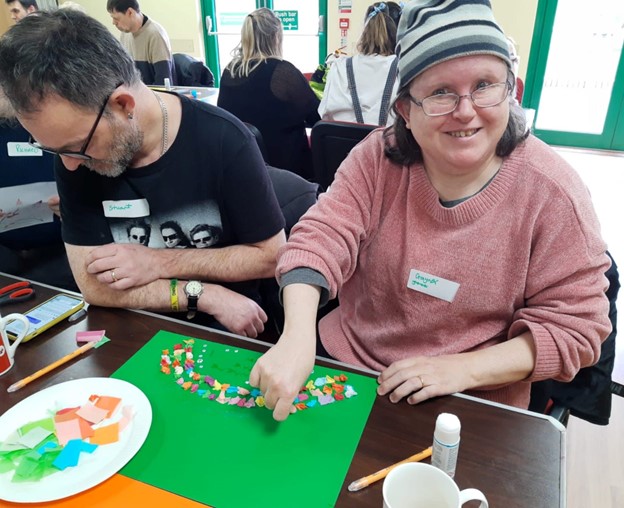 Two beneficiaries attending the Crafty Lunch Club